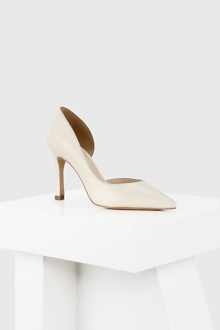 White Genuine Leather Pencil Heels by Oroh at Pernia's Pop Up Shop