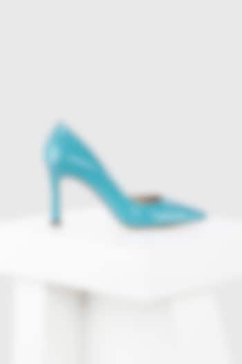 Blue Genuine Leather Pencil Heels by Oroh at Pernia's Pop Up Shop