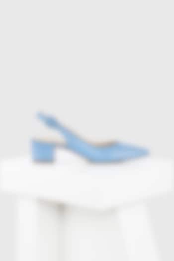 Blue Genuine Leather Block Heels by Oroh at Pernia's Pop Up Shop