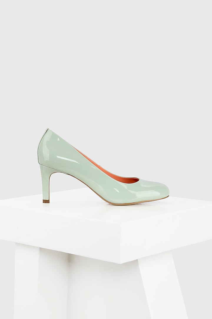Green Genuine Leather Heels by Oroh at Pernia's Pop Up Shop