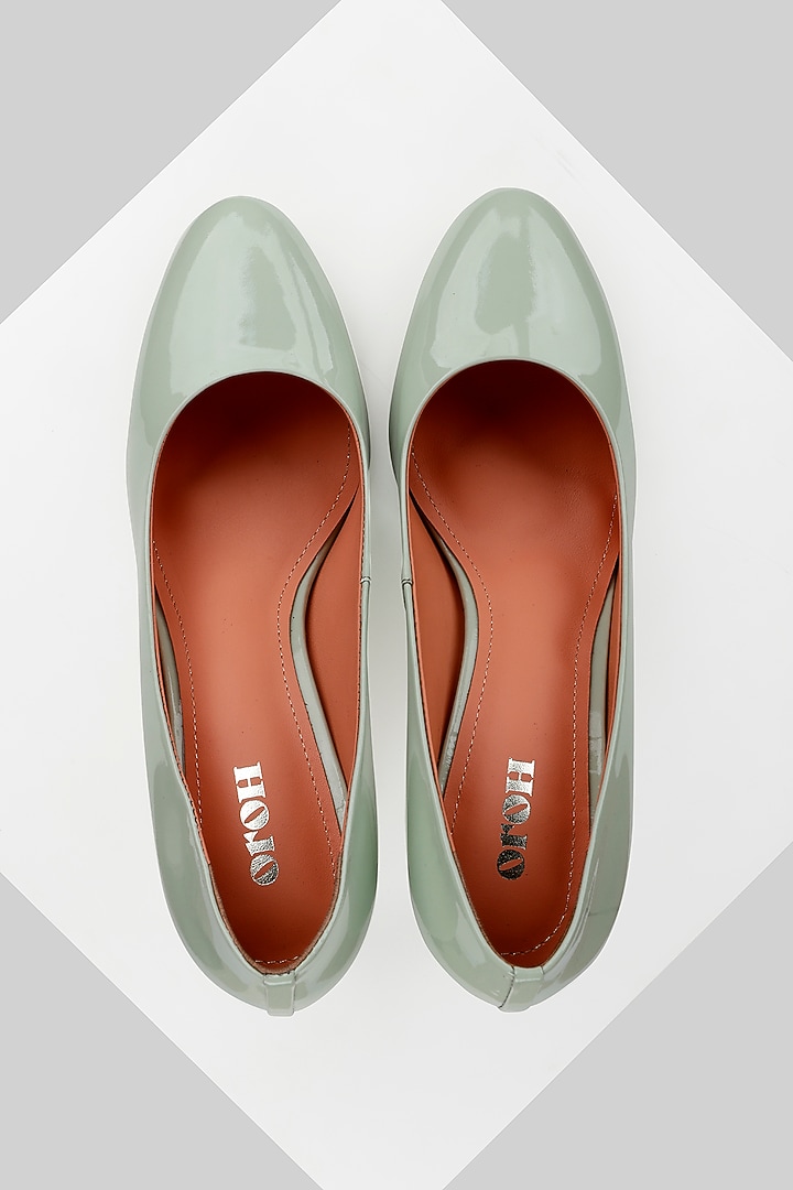Green Genuine Leather Heels by Oroh at Pernia's Pop Up Shop