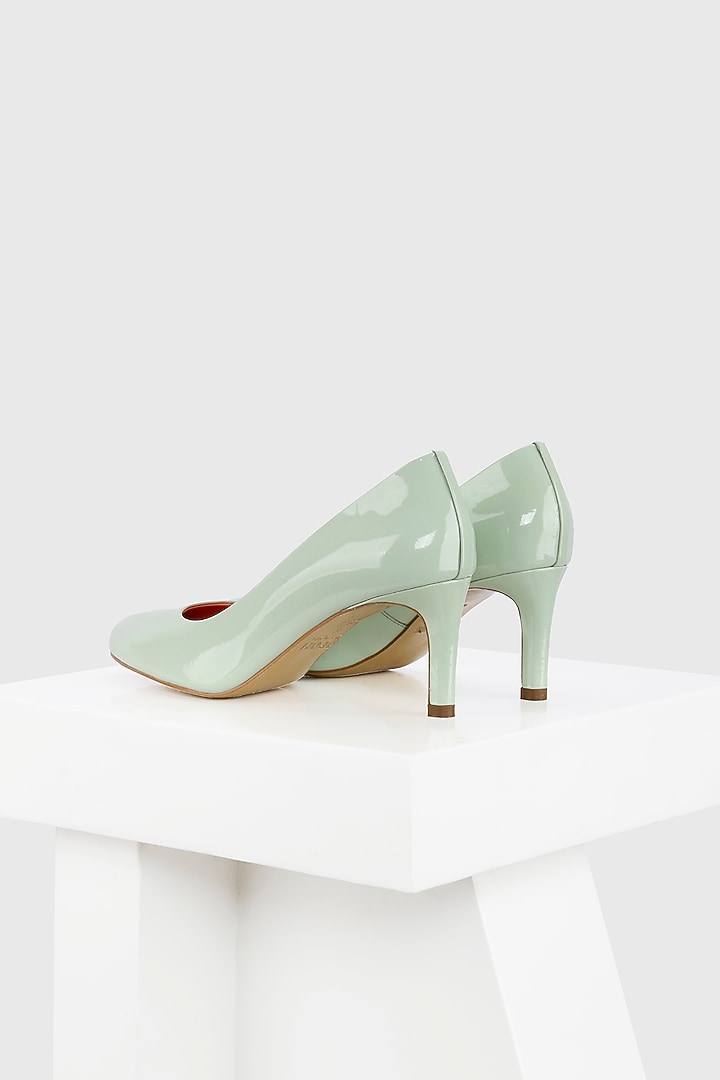 Green Genuine Leather Heels by Oroh at Pernia's Pop Up Shop