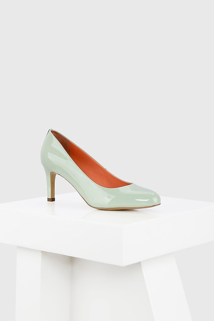 Green Genuine Leather Heels by Oroh at Pernia's Pop Up Shop