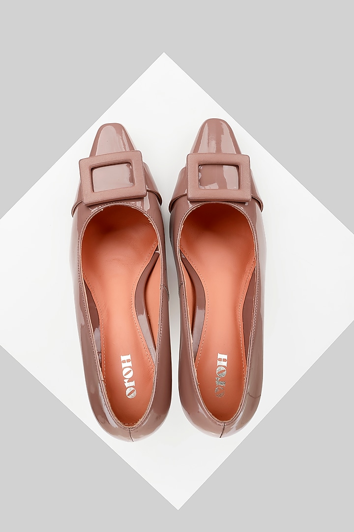Pink Genuine Leather Square-Toe Pump Heels by Oroh at Pernia's Pop Up Shop