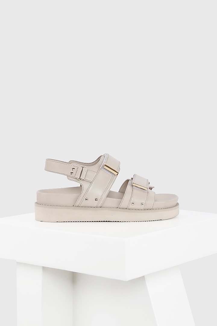 Nude Genuine Leather Footbed Sandals by Oroh at Pernia's Pop Up Shop