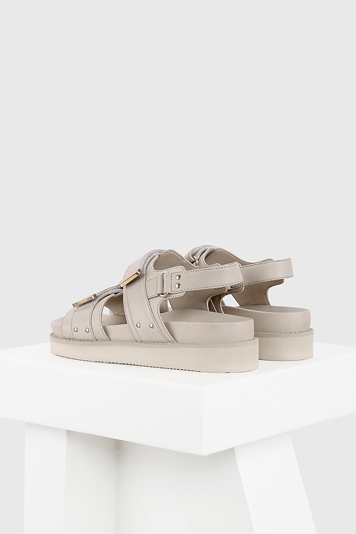 Nude Genuine Leather Footbed Sandals by Oroh at Pernia's Pop Up Shop