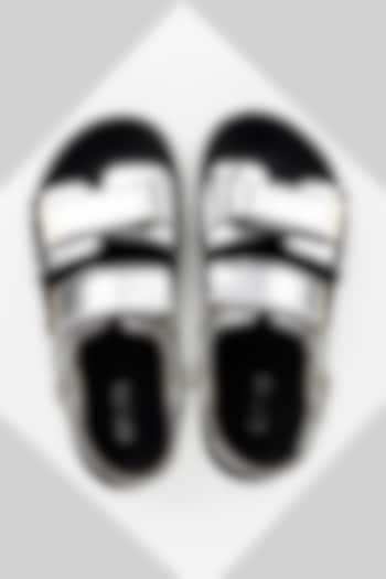 Silver Genuine Leather Footbed Sandals by Oroh at Pernia's Pop Up Shop