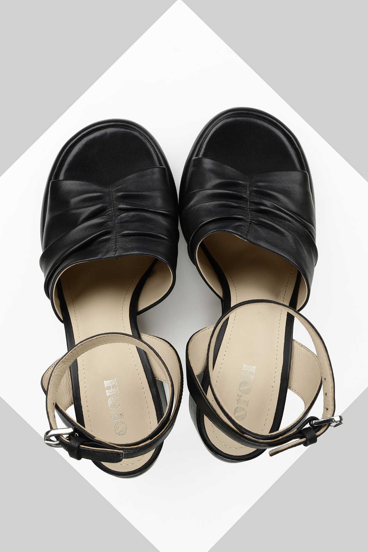 Black Genuine Leather Platform Block Heels by Oroh at Pernia's Pop Up Shop