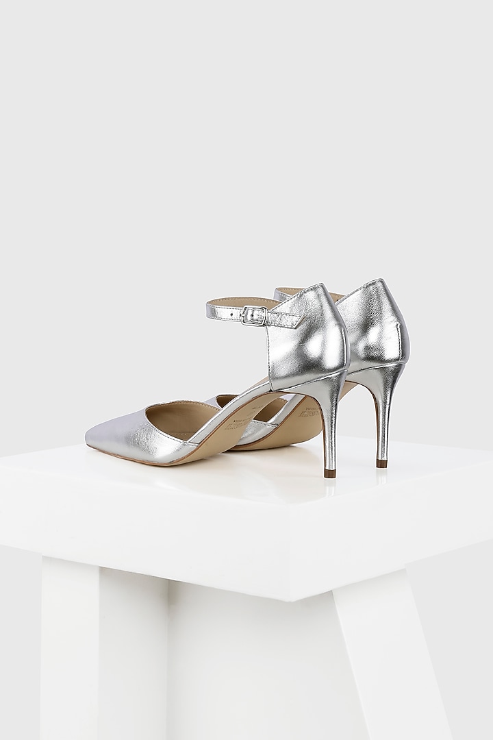 Silver Genuine Leather Pump Pencil Heels by Oroh at Pernia's Pop Up Shop