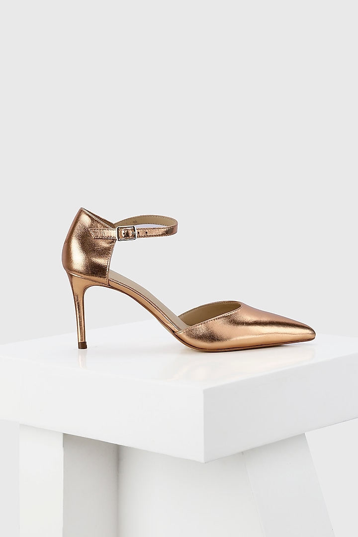 Rose Gold Genuine Leather Pump Pencil Heels by Oroh at Pernia's Pop Up Shop