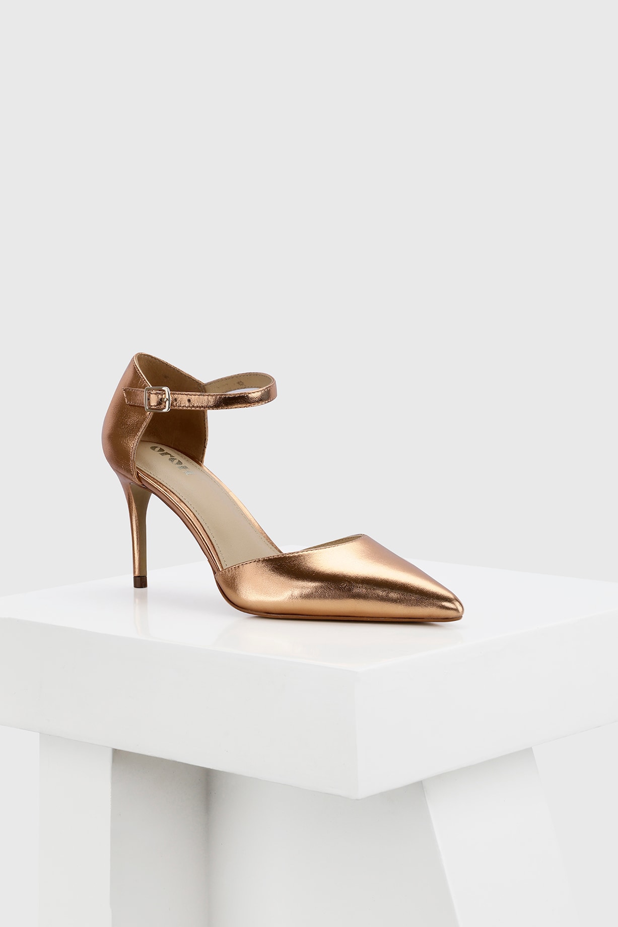 Rose Gold Genuine Leather Pump Pencil Heels by Oroh at Pernia's