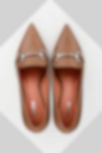 Tan Genuine Leather Mid Heel Court Shoes by Oroh at Pernia's Pop Up Shop