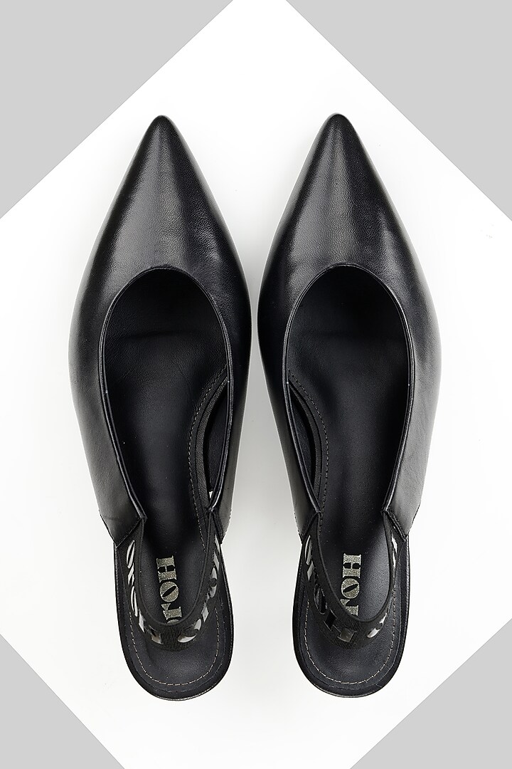 Black Genuine Leather Slingback Pumps by Oroh at Pernia's Pop Up Shop