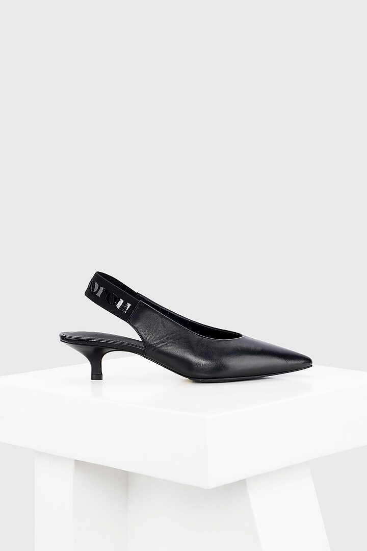 Black Genuine Leather Slingback Pumps by Oroh at Pernia's Pop Up Shop