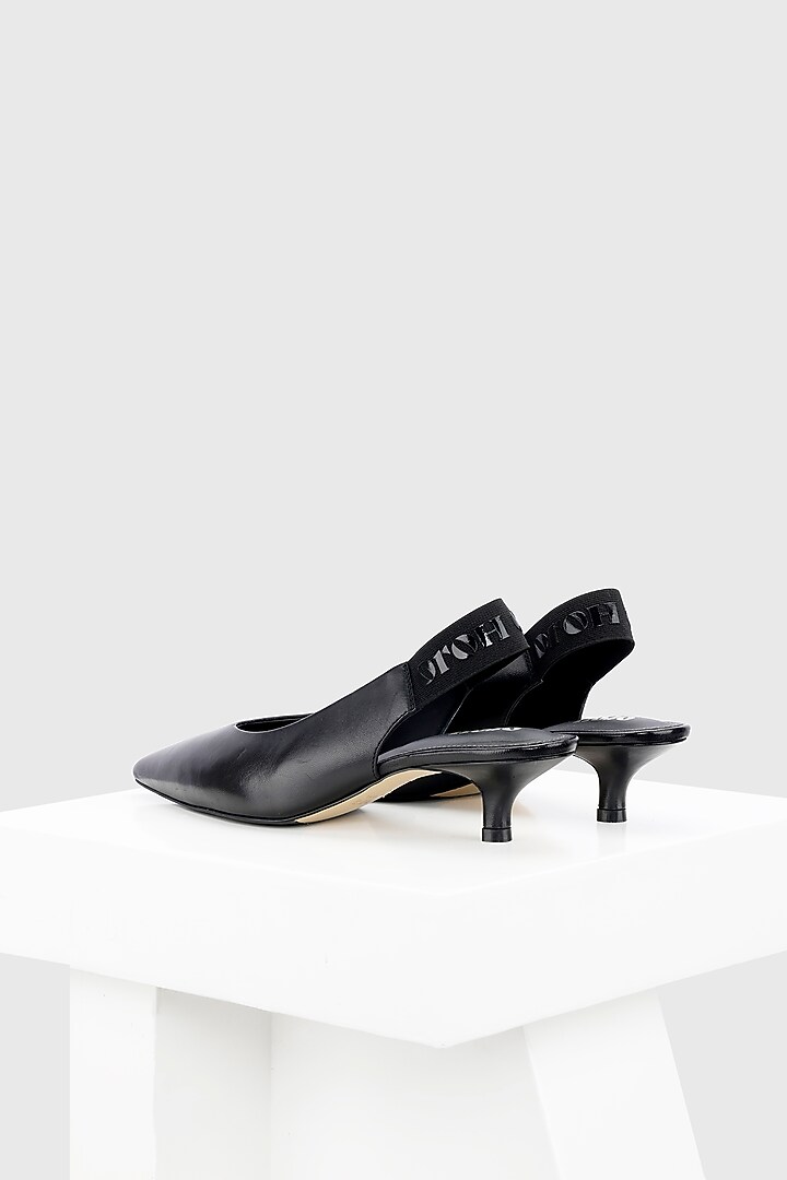 Black Genuine Leather Slingback Pumps by Oroh at Pernia's Pop Up Shop
