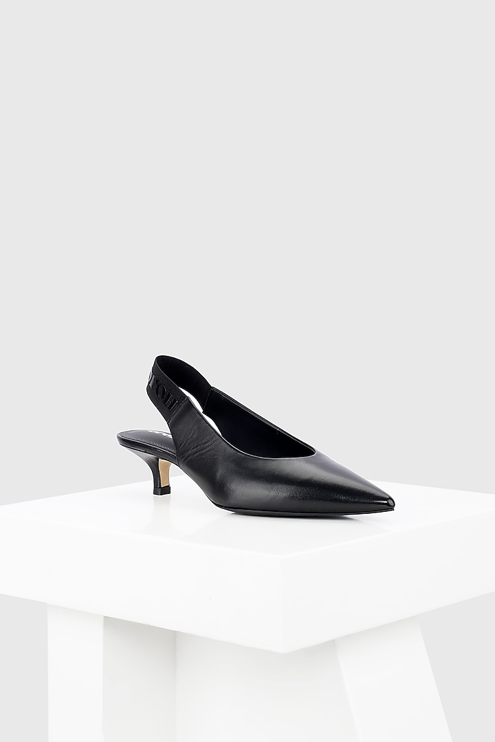 Black Genuine Leather Slingback Pumps by Oroh at Pernia's Pop Up Shop