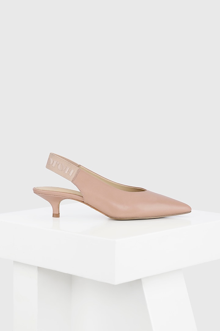 Pink Genuine Leather Slingback Pumps by Oroh at Pernia's Pop Up Shop