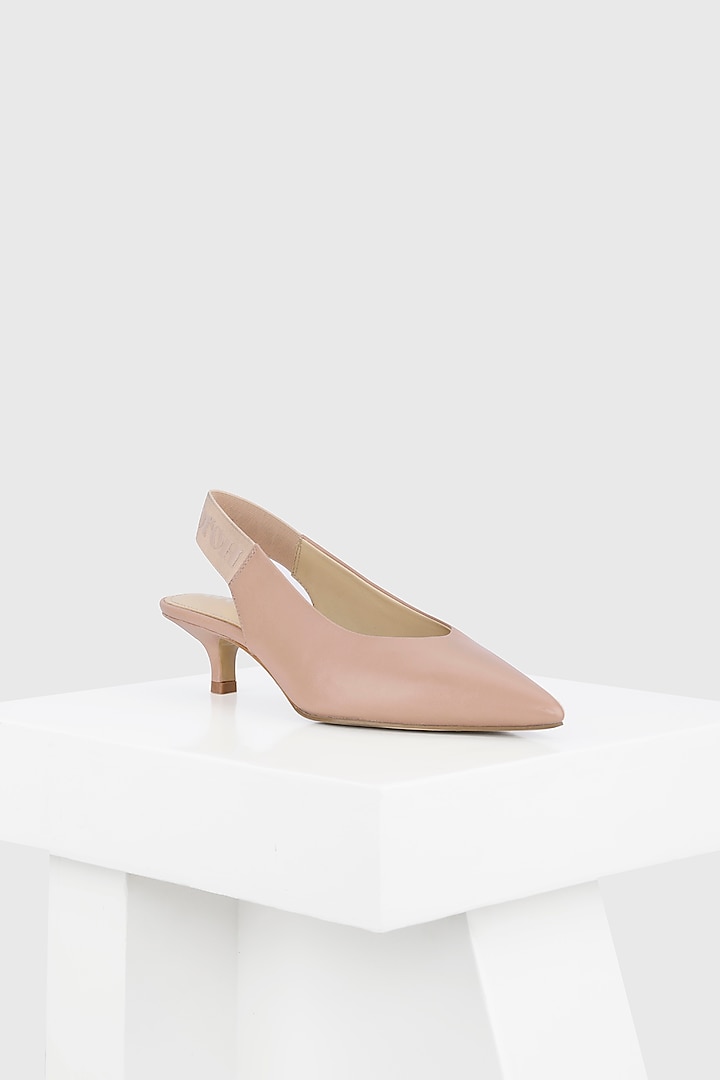 Pink Genuine Leather Slingback Pumps by Oroh at Pernia's Pop Up Shop