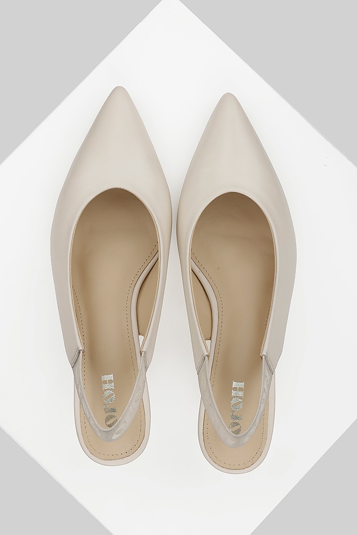 White Genuine Leather Slingback Pumps by Oroh at Pernia's Pop Up Shop