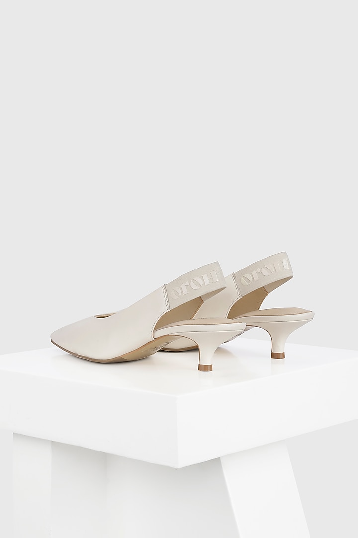 White Genuine Leather Slingback Pumps by Oroh at Pernia's Pop Up Shop