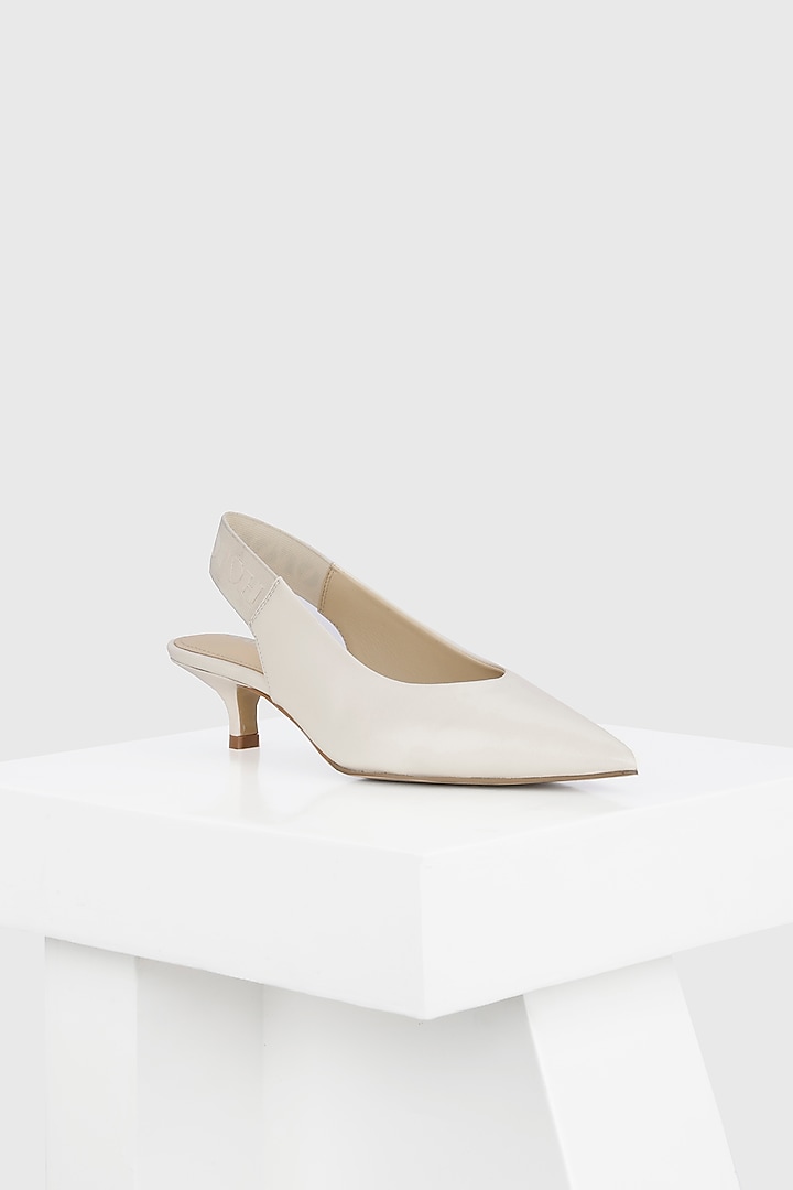 White Genuine Leather Slingback Pumps by Oroh at Pernia's Pop Up Shop