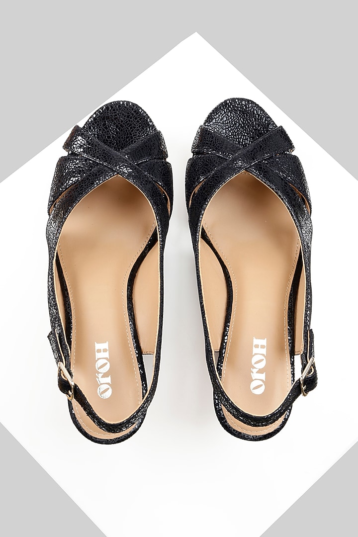 Black Genuine Leather Wedges by Oroh at Pernia's Pop Up Shop