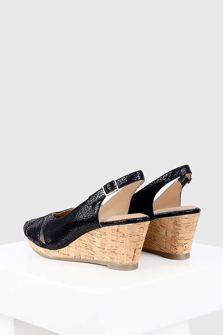 Black Genuine Leather Wedges by Oroh at Pernia's Pop Up Shop