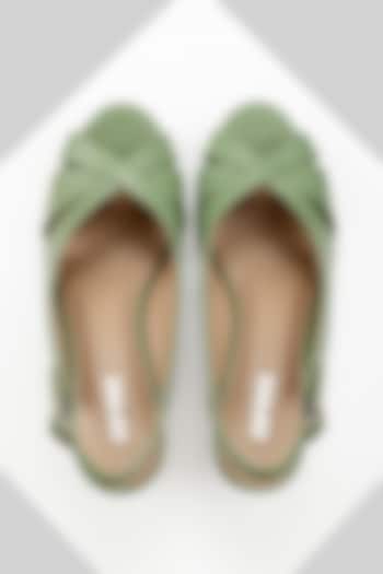 Green Genuine Leather Wedges by Oroh at Pernia's Pop Up Shop