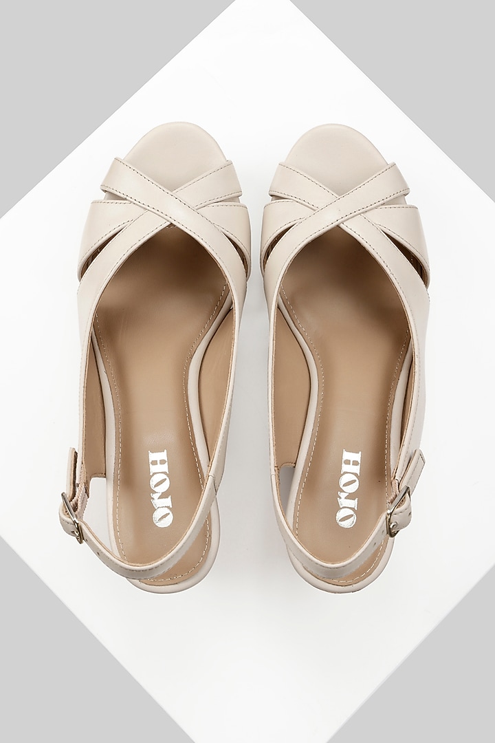 Nude Genuine Leather Wedges by Oroh at Pernia's Pop Up Shop