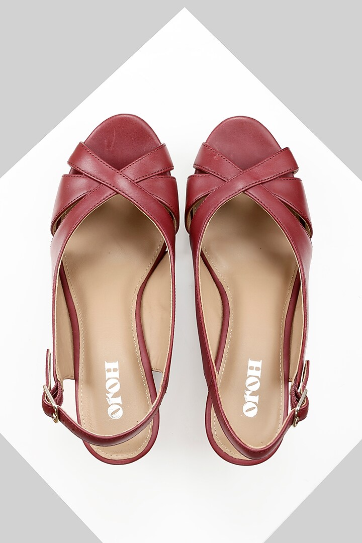 Maroon Genuine Leather Wedges by Oroh at Pernia's Pop Up Shop