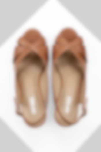 Tan Genuine Leather Wedges by Oroh at Pernia's Pop Up Shop