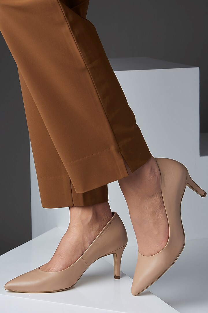 Nude Genuine Leather Pump Heels by Oroh at Pernia's Pop Up Shop