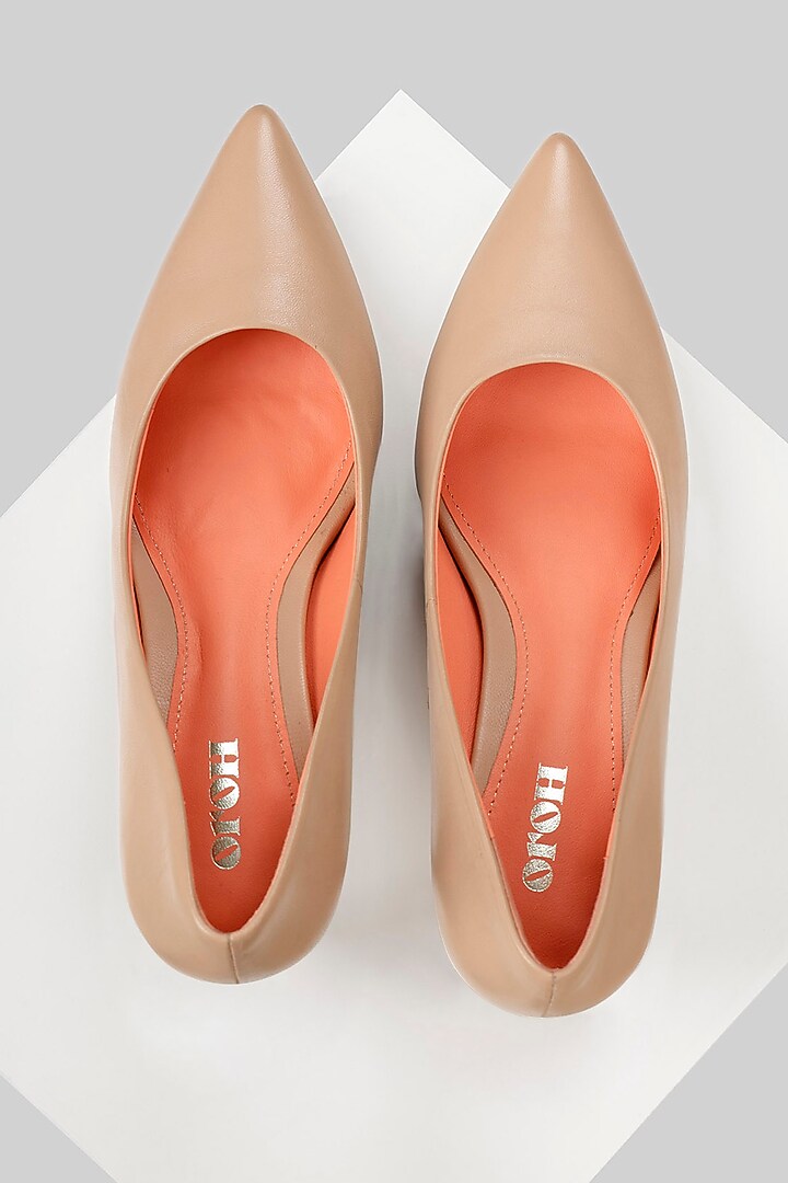 Nude Genuine Leather Pump Heels by Oroh at Pernia's Pop Up Shop