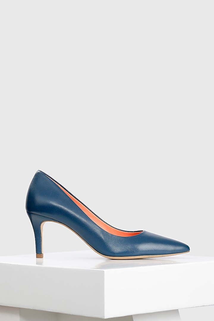Blue Genuine Leather Pump Heels by Oroh at Pernia's Pop Up Shop