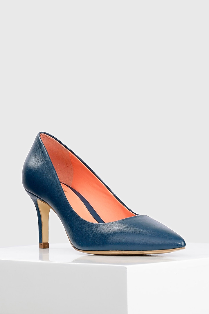 Blue Genuine Leather Pump Heels by Oroh at Pernia's Pop Up Shop