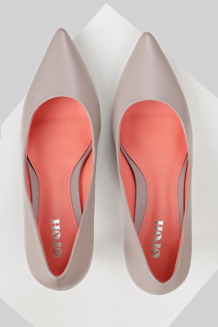 Grey Genuine Leather Pump Heels by Oroh at Pernia's Pop Up Shop