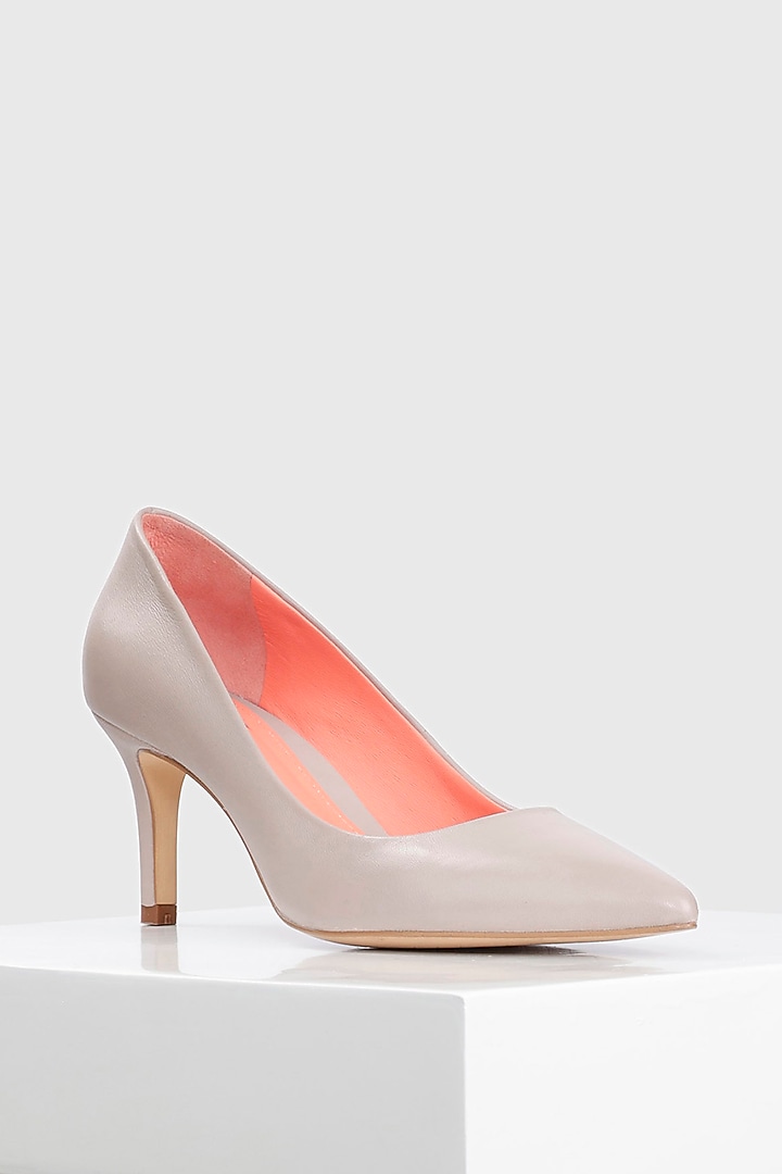Grey Genuine Leather Pump Heels by Oroh at Pernia's Pop Up Shop
