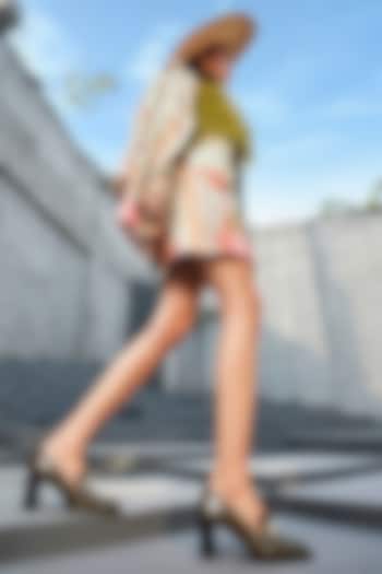 Green Genuine Leather Block Heels by Oroh at Pernia's Pop Up Shop