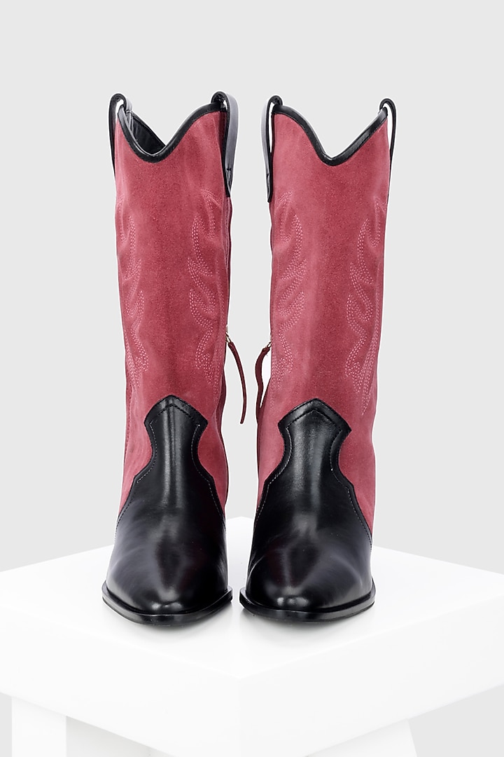 Maroon Genuine Leather Boots by Oroh at Pernia's Pop Up Shop