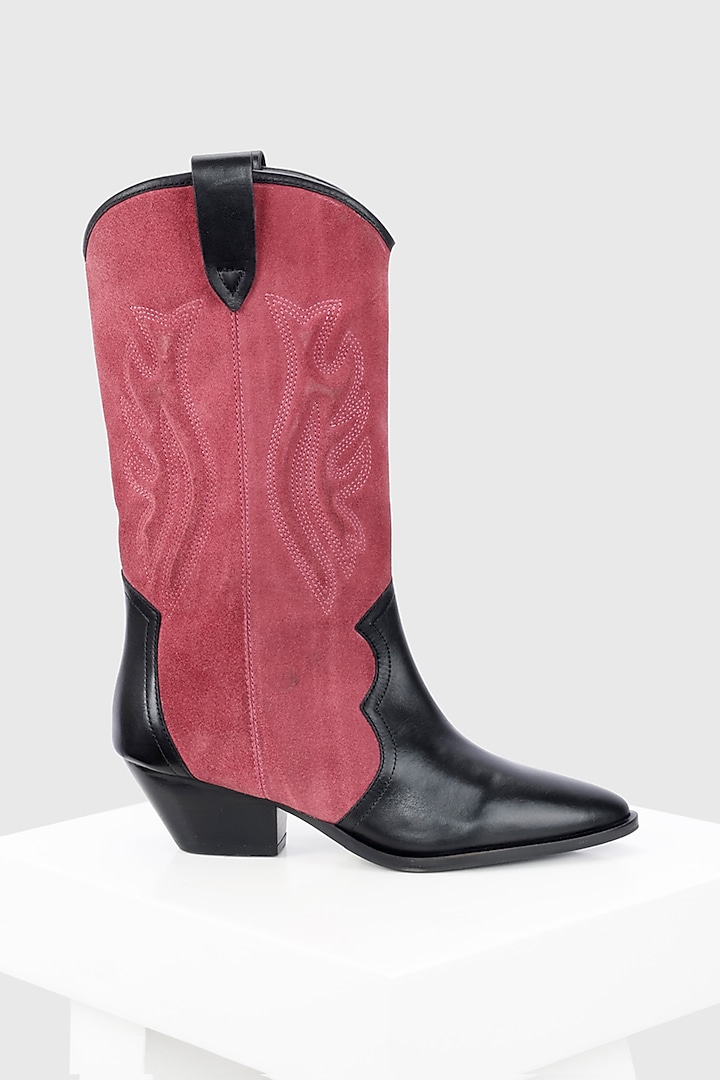 Maroon Genuine Leather Boots by Oroh at Pernia's Pop Up Shop