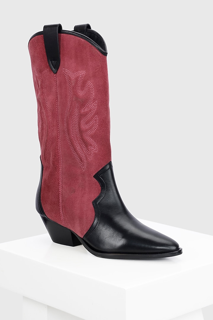 Maroon Genuine Leather Boots by Oroh at Pernia's Pop Up Shop