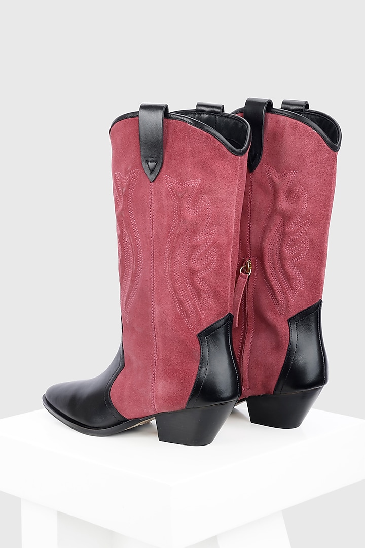 Maroon Genuine Leather Boots by Oroh at Pernia's Pop Up Shop