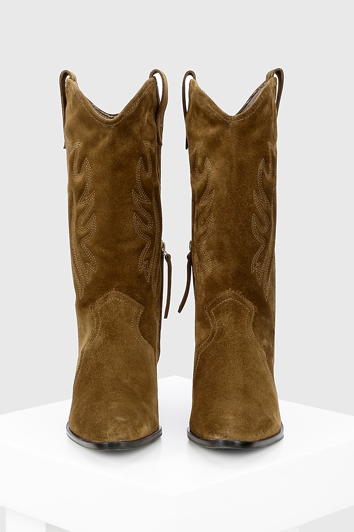 Tan Genuine Leather Boots by Oroh at Pernia's Pop Up Shop