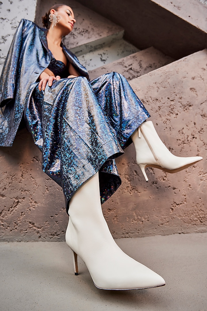 White Genuine Leather Ankle Boots by Oroh at Pernia's Pop Up Shop