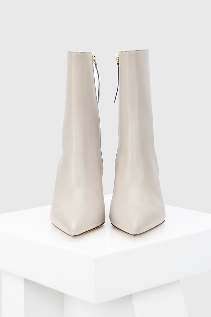 White Genuine Leather Ankle Boots by Oroh at Pernia's Pop Up Shop