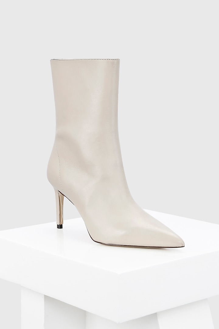 White Genuine Leather Ankle Boots by Oroh at Pernia's Pop Up Shop