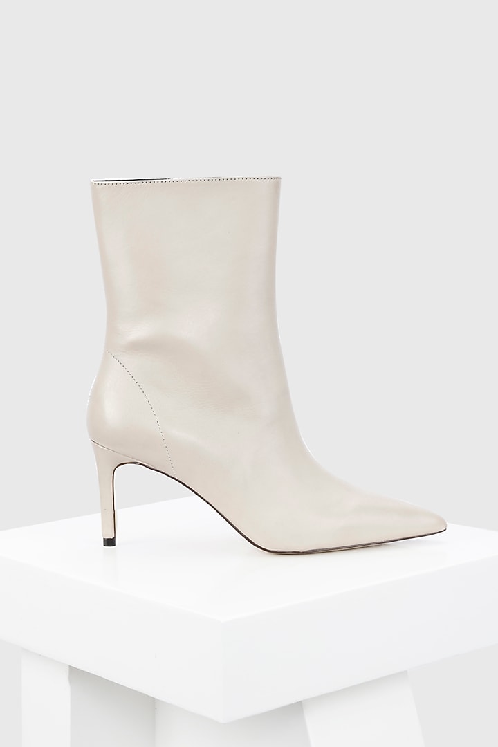 White Genuine Leather Ankle Boots by Oroh at Pernia's Pop Up Shop