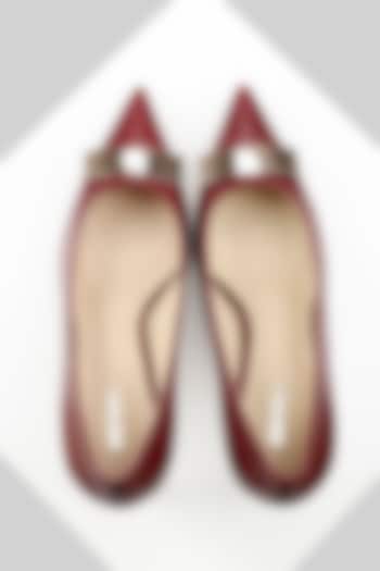 Maroon Genuine Leather Pump Heels by Oroh at Pernia's Pop Up Shop