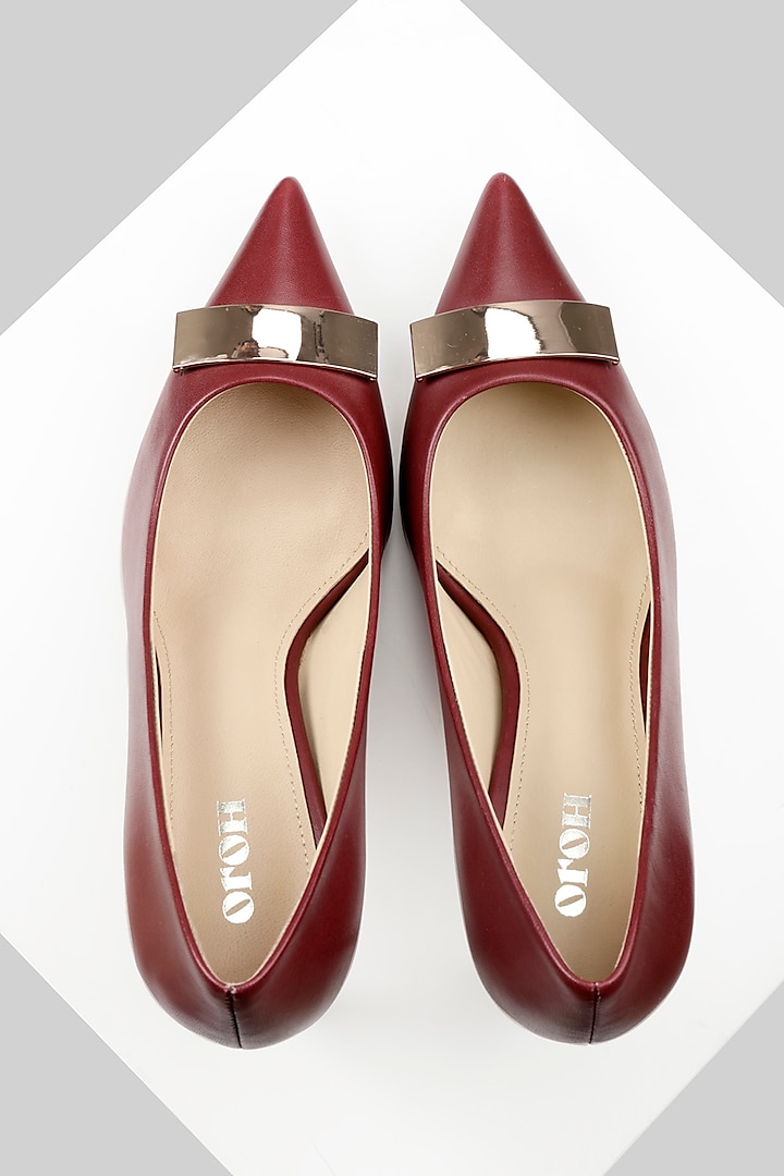Maroon Genuine Leather Pump Heels by Oroh at Pernia's Pop Up Shop