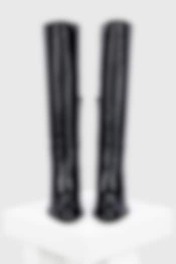 Black Genuine Leather Long Boots by Oroh at Pernia's Pop Up Shop